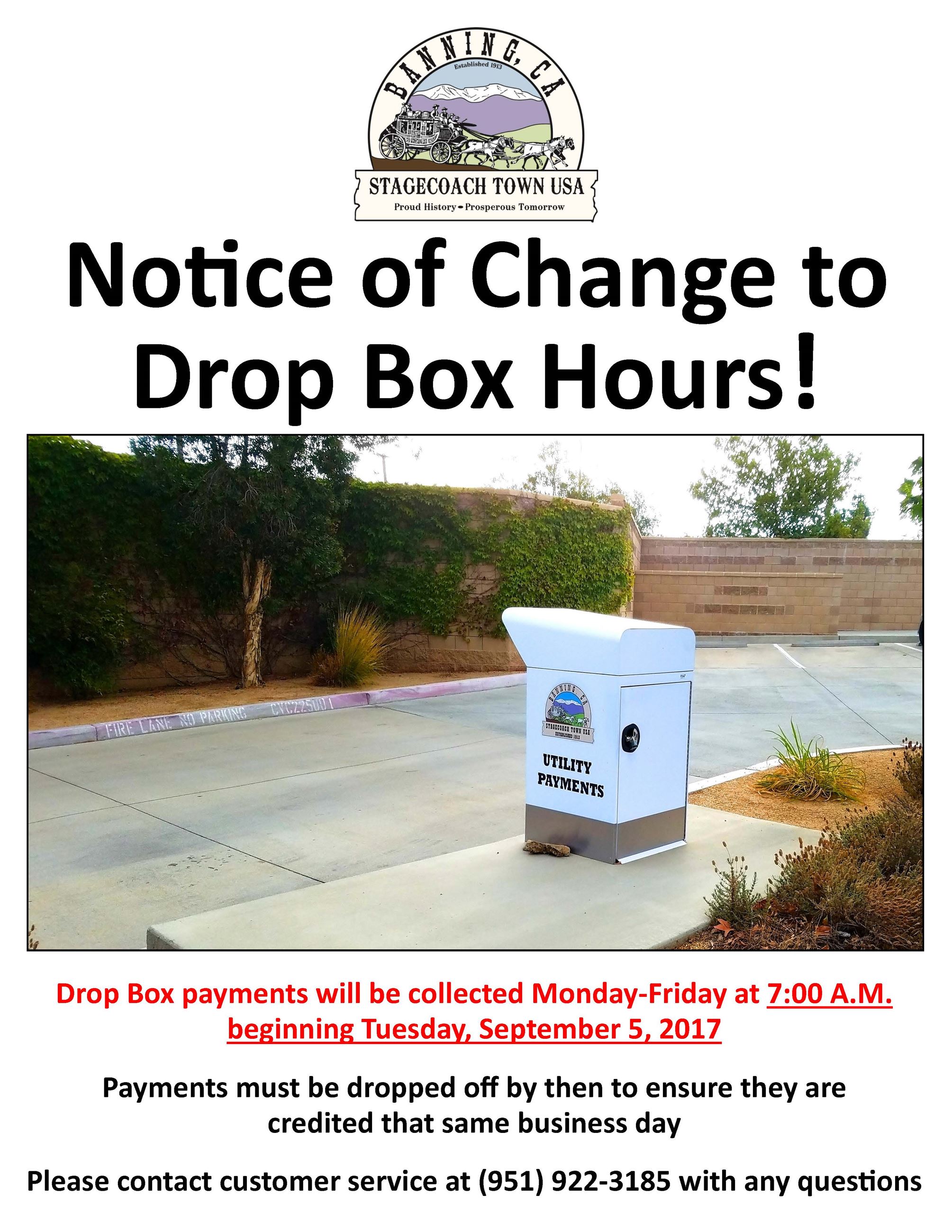 Drop Box Hours Change